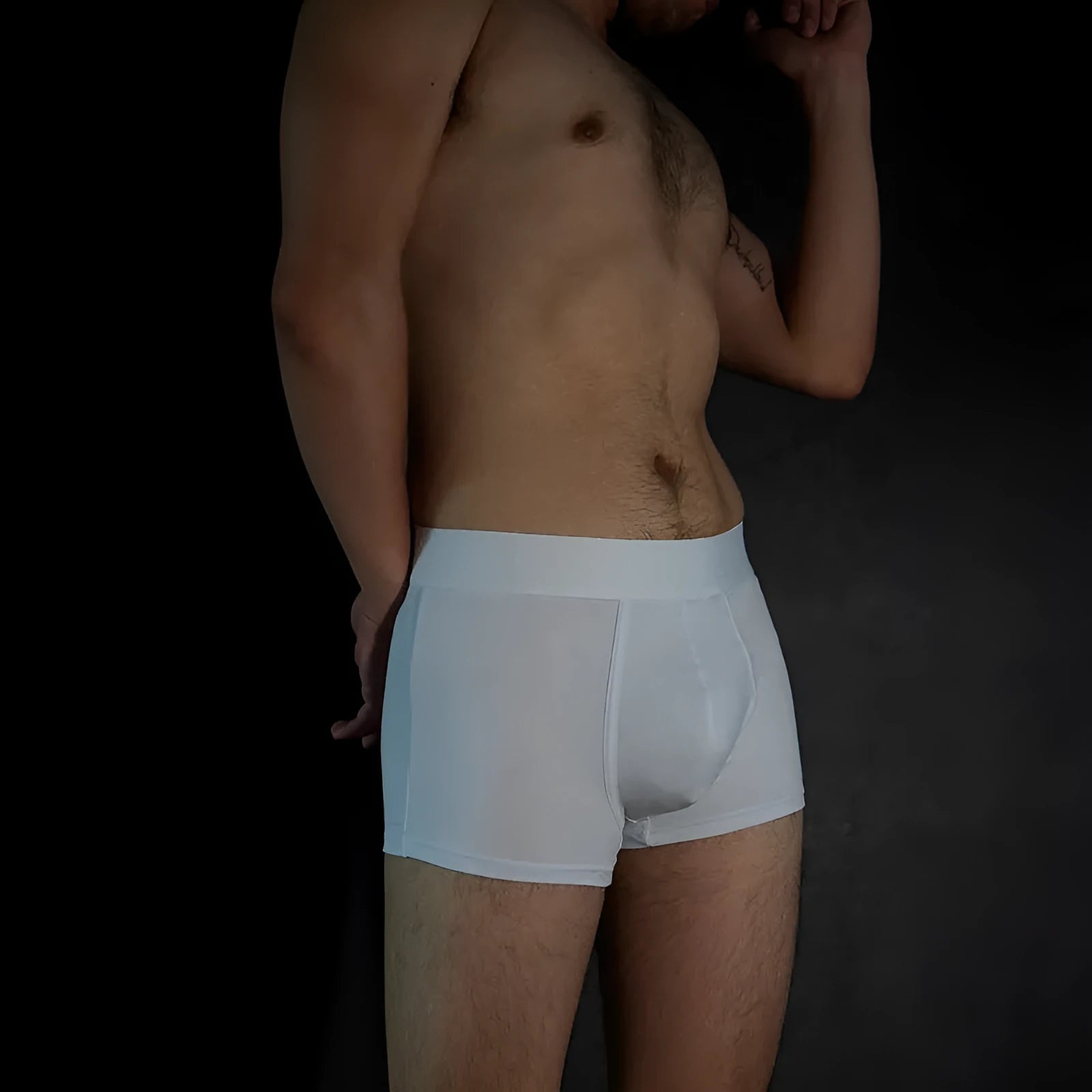 Men's solid colour cotton boxer shorts on a white background