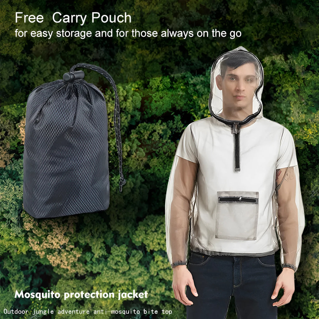 Rayman Jungle Run breathable insect-proof jacket in smoky gray mesh cloth for outdoor use