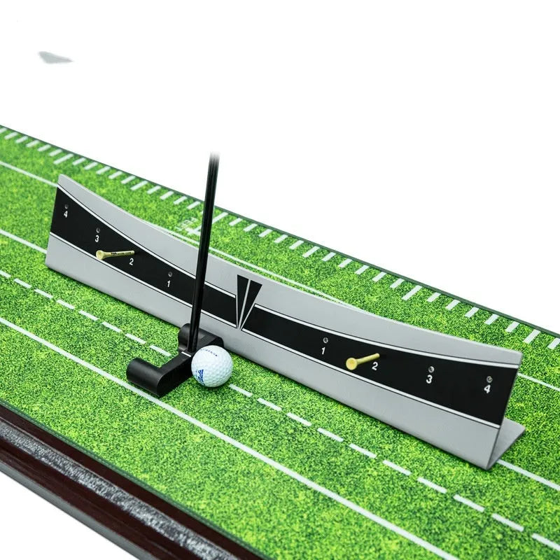 Adjustable golf putter trajectory balance simulator made from white PVC with a push rod balancer