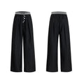 Straight-leg suit trousers with button-open line design in high-waisted drooping style