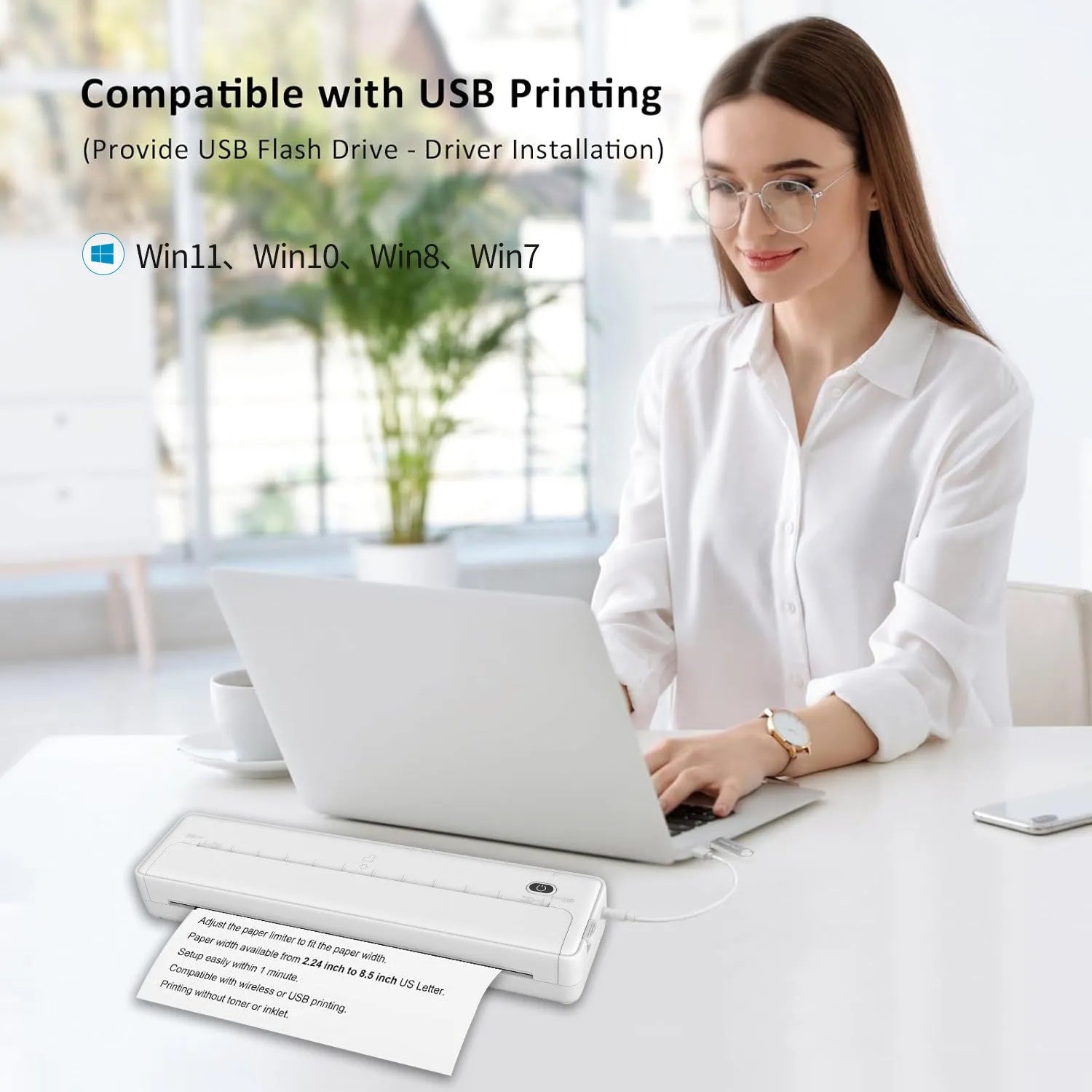 Cross-border A4 printer with Bluetooth wireless connectivity, compact size 28x7x5cm, X8 model in Black Chinese version