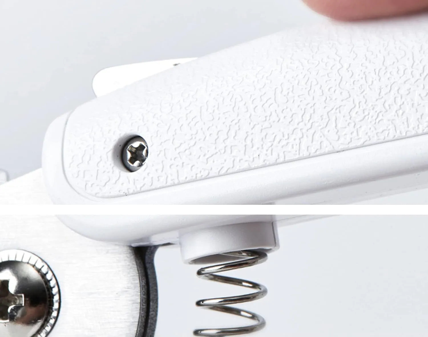 White LED pet nail clippers with transparent guard and triangular steel blade for dogs and cats