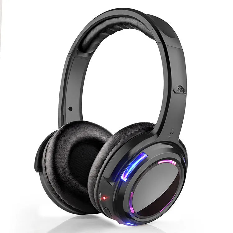 Black silent disco headphones with headband design and 40mm drivers for wireless party events