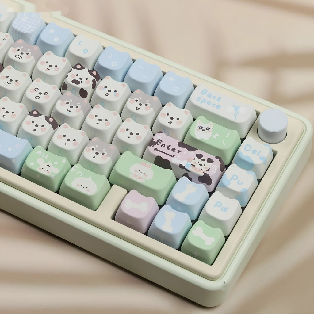 Full set of cute puppy PBT sublimation key caps for universal keyboards, 1.5 line length, 26 unit size