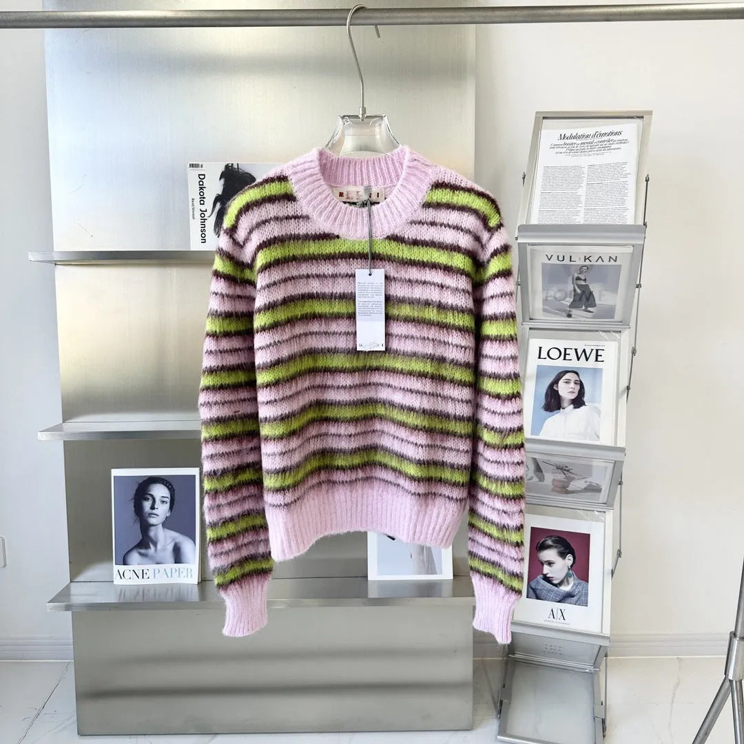 Pink wool knitted cardigan sweater with nap craft texture and regular sleeves
