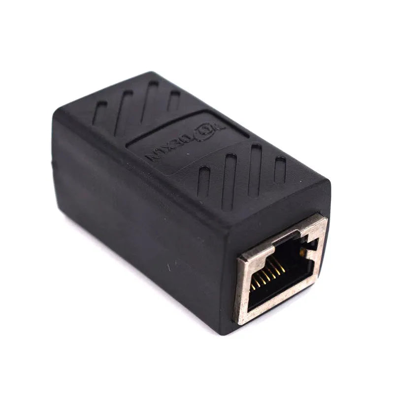 Black RJ45 network cable butt joint extender adapter with rotary union for Ethernet cable extension