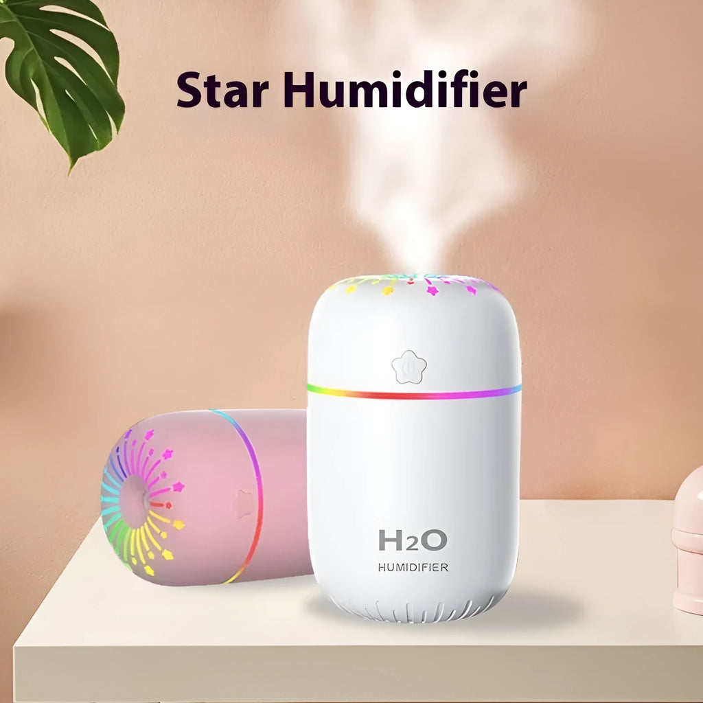 White USB portable mini humidifier with 300ml water tank on desk