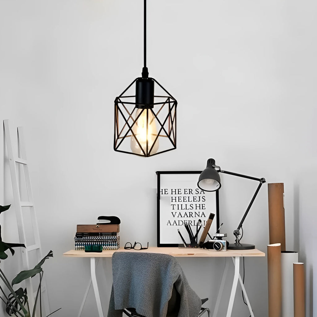 Country style decorative light with iron shade, push button switch, in North European American design