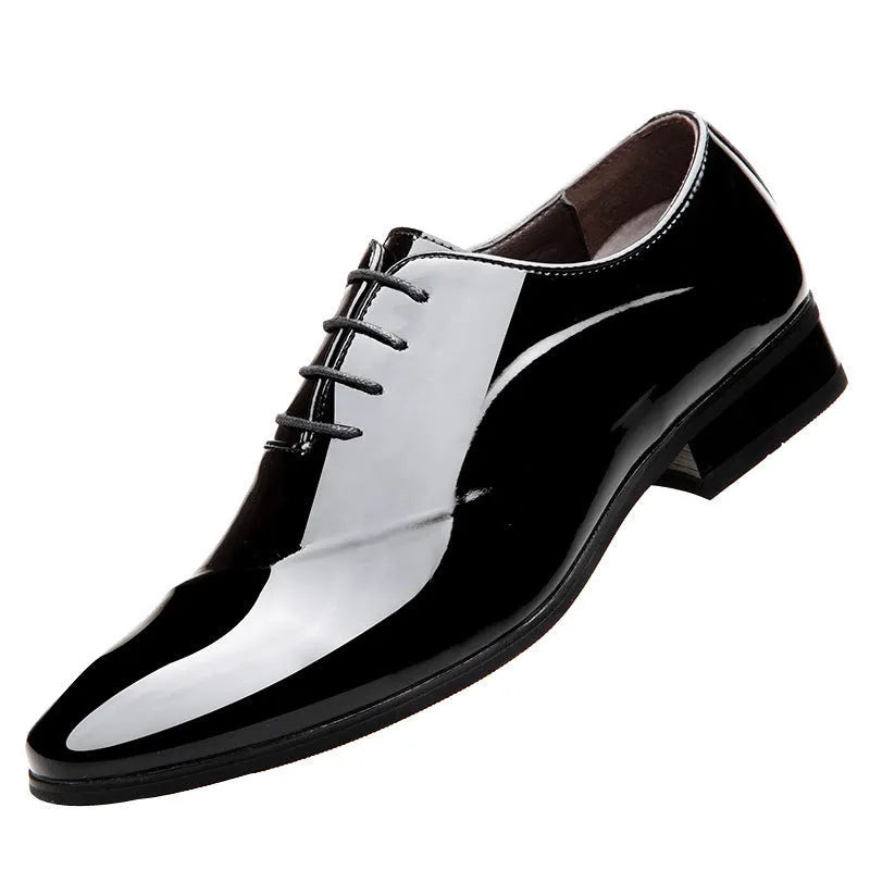 Men's business formal shoes with pointed toe and artificial PU upper in black colour
