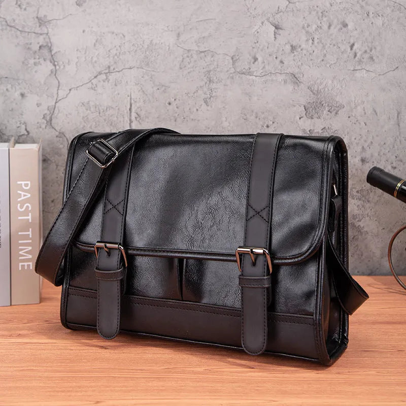 Black Korean style men's commuter backpack with anti-theft features