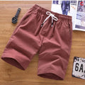 Men's thin cotton summer shorts in capri length with lace-up front, shown in multiple colours.