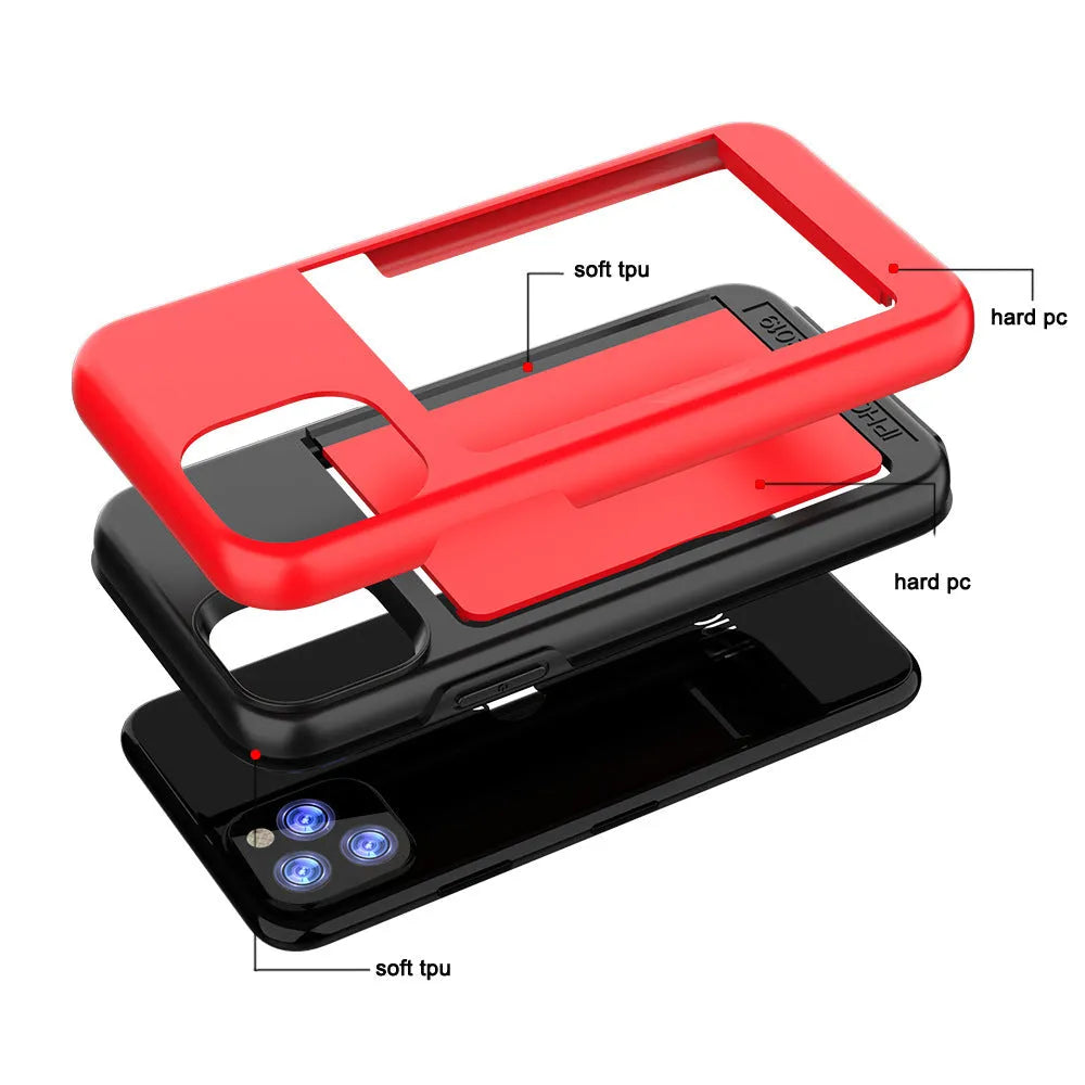 Solid colour iPhone 11 mobile phone case in black, made from TPU and PC material.