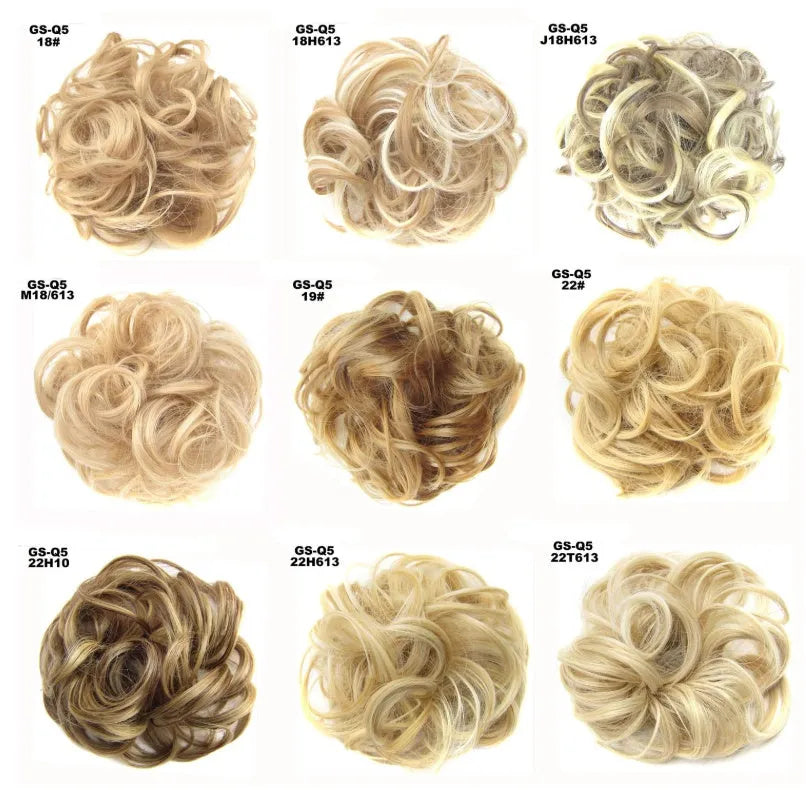 Synthetic wavy curly messy hair bun for women, 12cm diameter, thick hair style, available in multiple colours