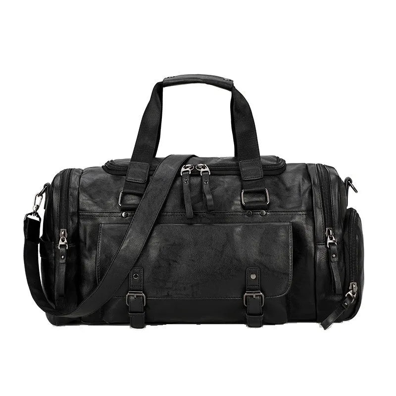 Large black travel shoe bag with separate storage compartment measuring 52cm x 19cm x 27cm