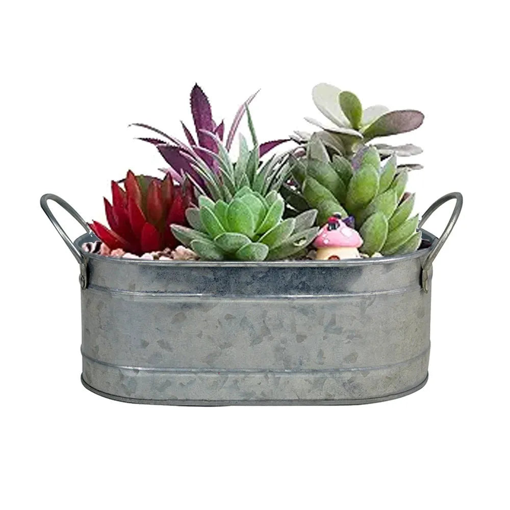 Iron sheet desktop succulent flowerpot with metal construction