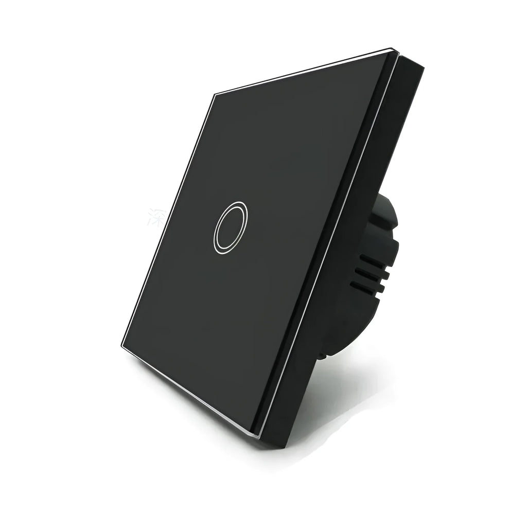 86-type touch light switch with tempered glass panel in black, golden or white colour options