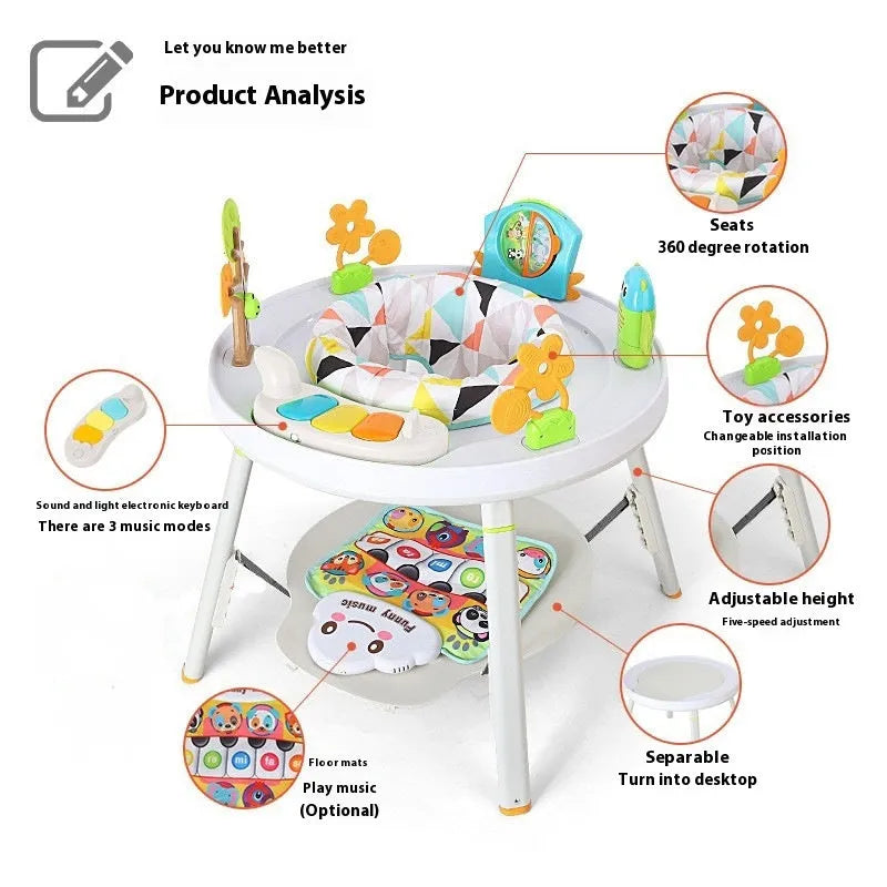 Three-in-one plastic baby jumping chair gymnastic rack in duck or lion styles for developmental play.