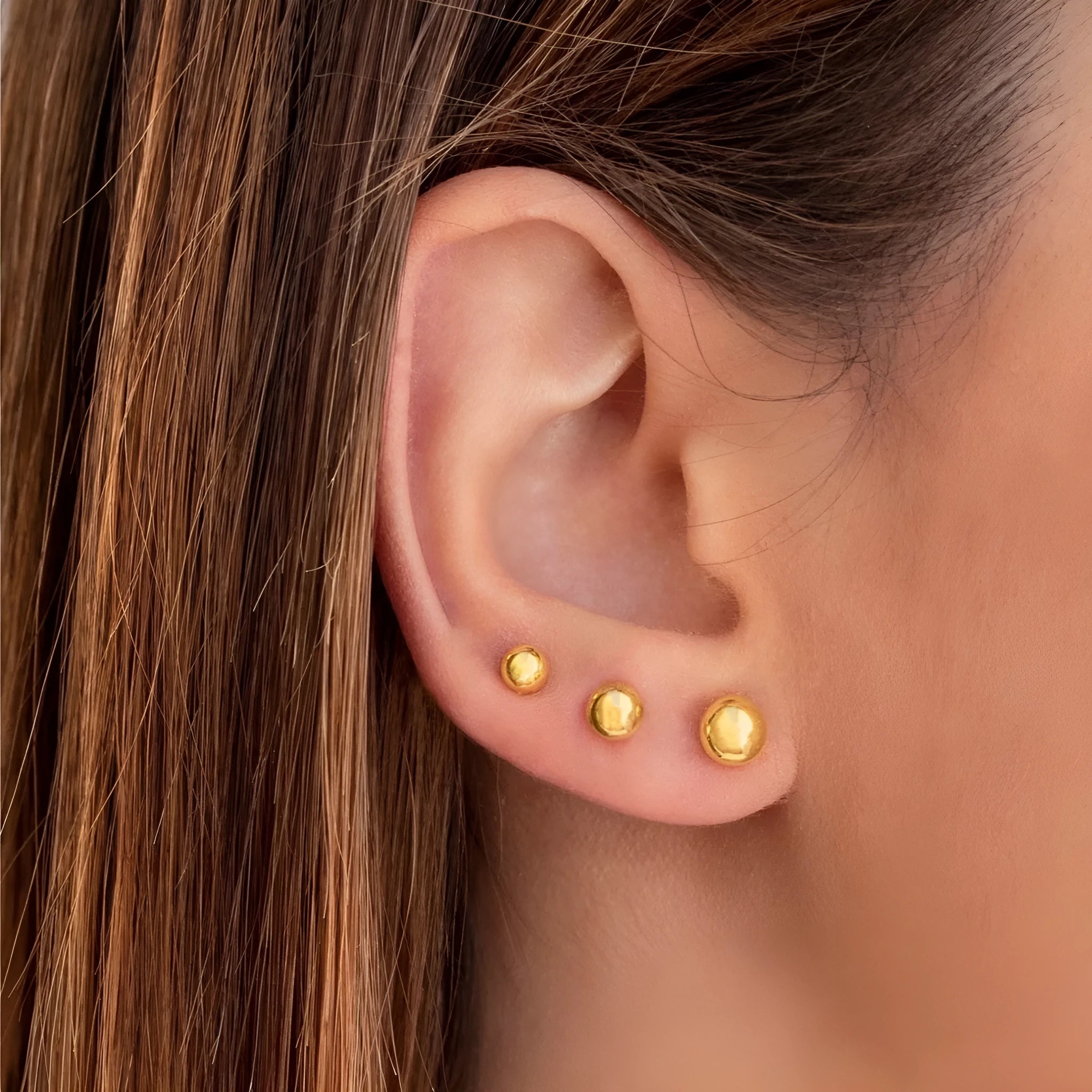 Stainless steel ball stud earrings minimalist geometric design gold silver colours
