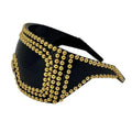 Punk sunglasses with large square frames and metal rivet details in gold colour