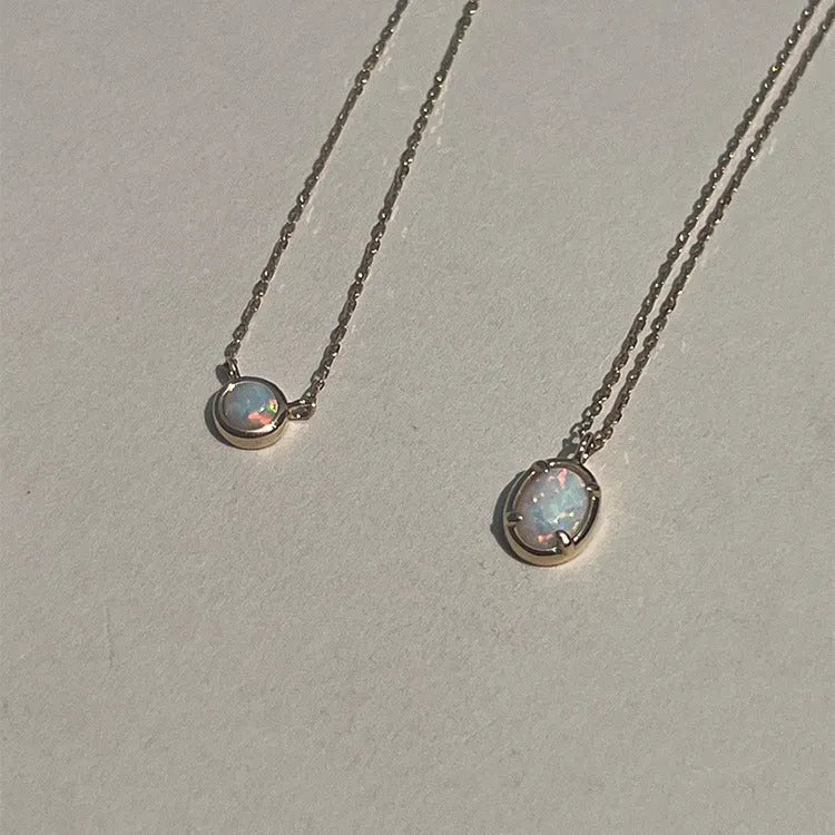 S925 silver oval pendant necklace with jelly opal design in gold or white gold plating options