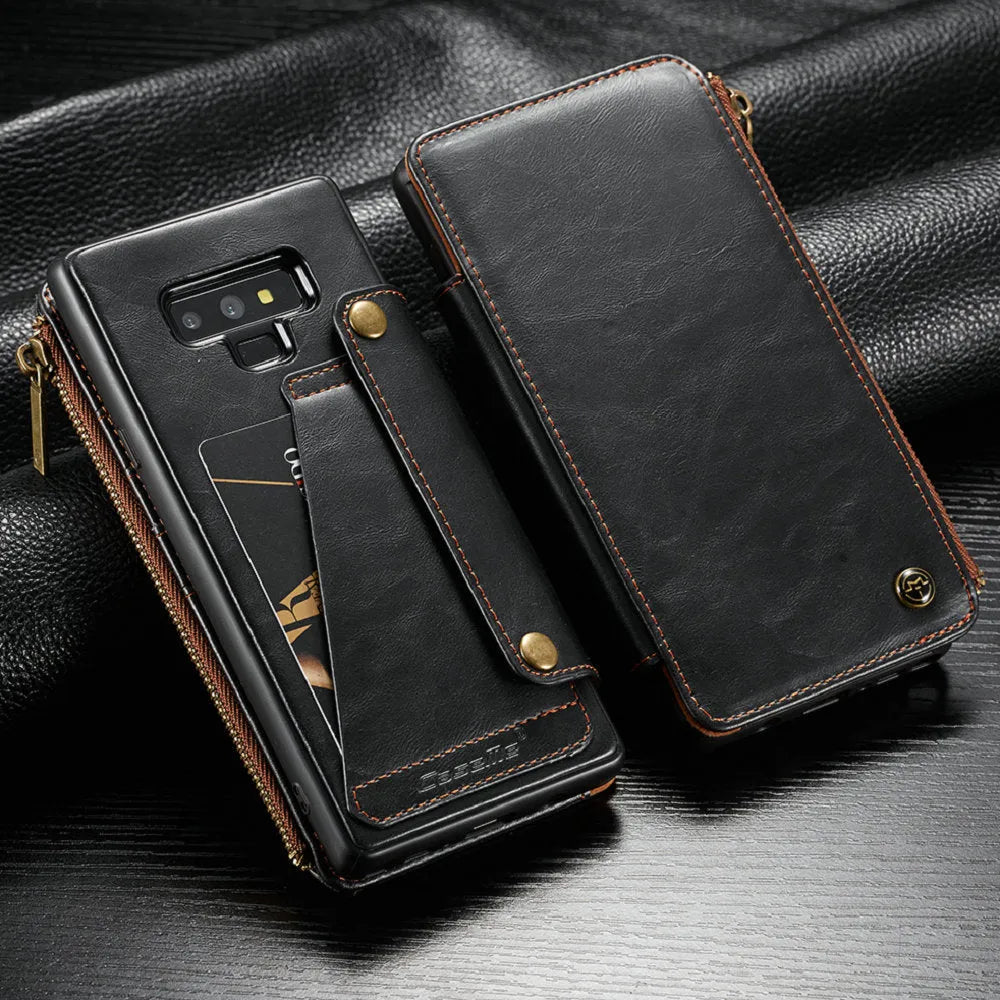 SAMSUNG Galaxy Note9 PU leather flip phone case in black, brown and red colours
