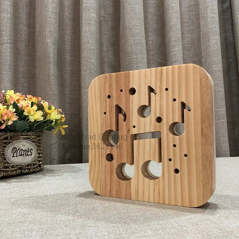 Wooden LED atmosphere lamp with warm white light and USB power cable