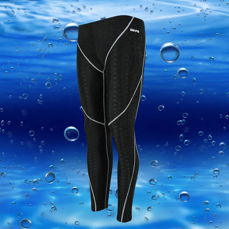 Men's nylon cropped swimming trunks in various colour options with contrasting lines