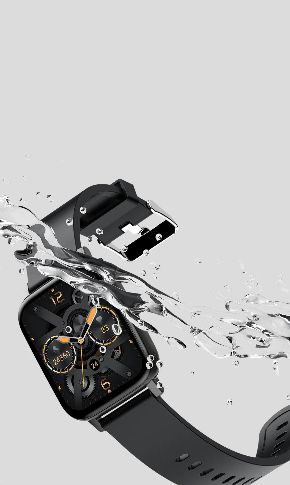 H80 smart watch with black silicone strap showing ECG and blood oxygen monitoring on screen