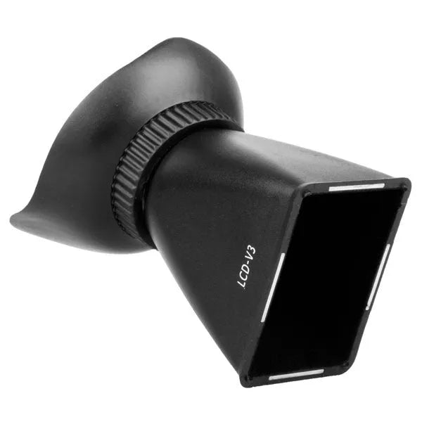 Black camera LCD viewfinder magnifier with magnetic mount for DSLR and mirrorless models