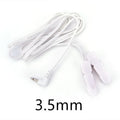 White massage ear clip with 3.5mm electrode wire for TENS machine, two clips included, handheld control