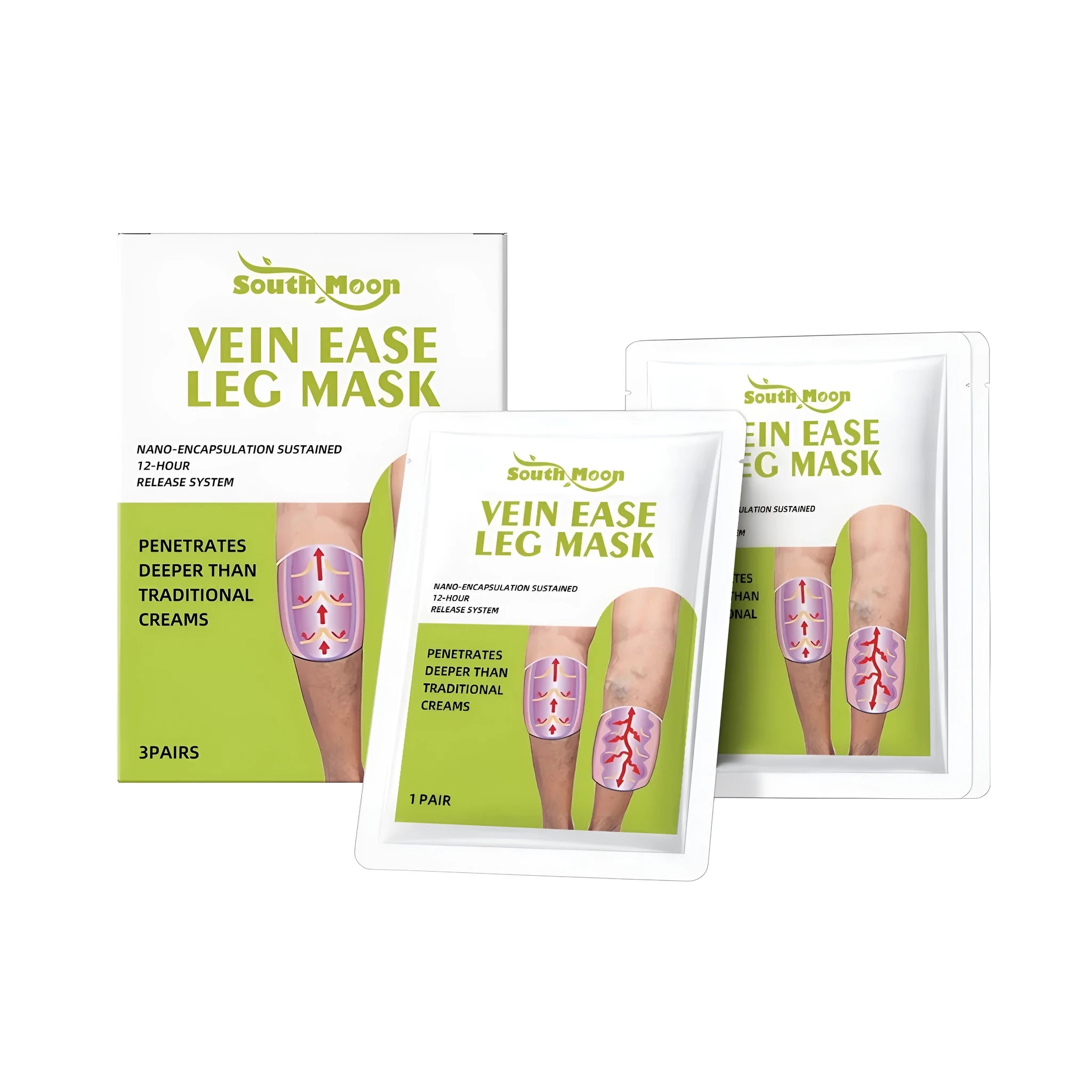 Vein Ease Leg Mask nursing film with shea butter and collagen for leg care 3 patches