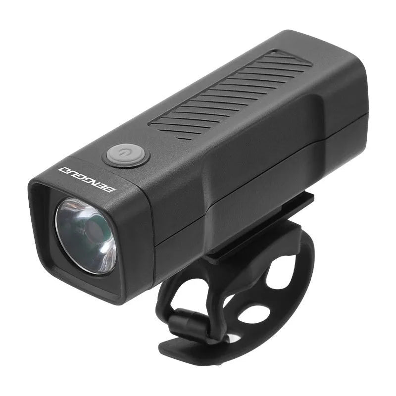 Bicycle headlight with USB charging port and quick release strap bracket for handlebar mounting