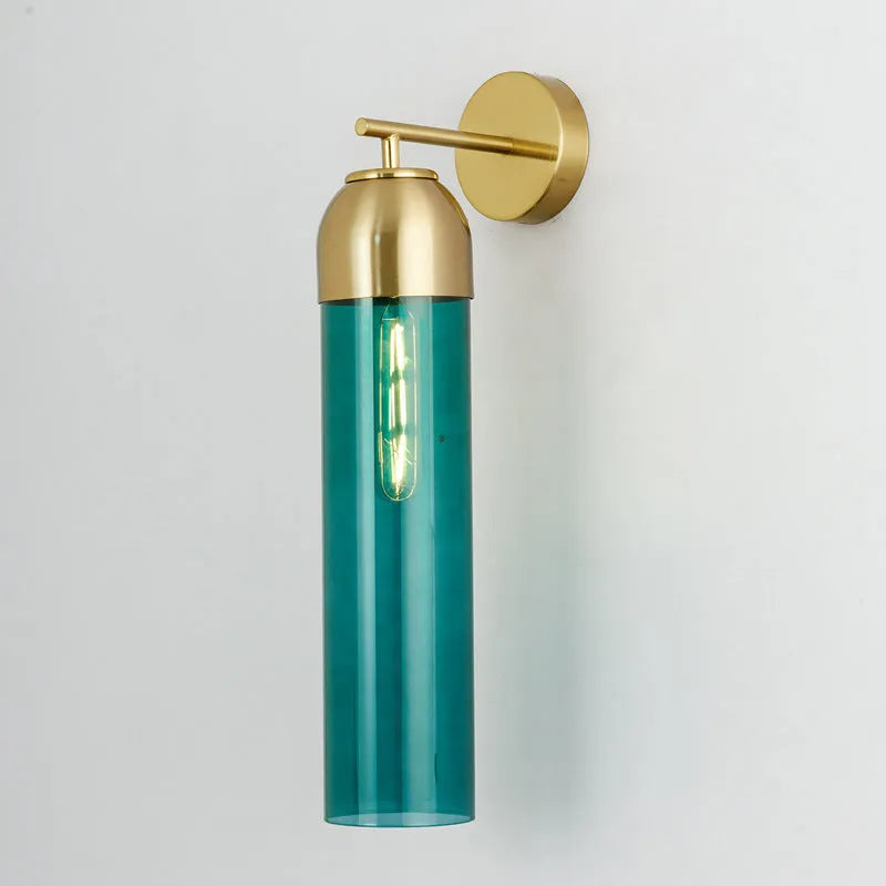 Nordic postmodern creative glass wall lamp for living room, 10x40cm, blue shade option
