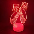 3D ballet shoe night light with colourful LED illumination and remote control