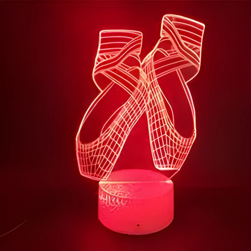 3D ballet shoe night light with colourful LED illumination and remote control