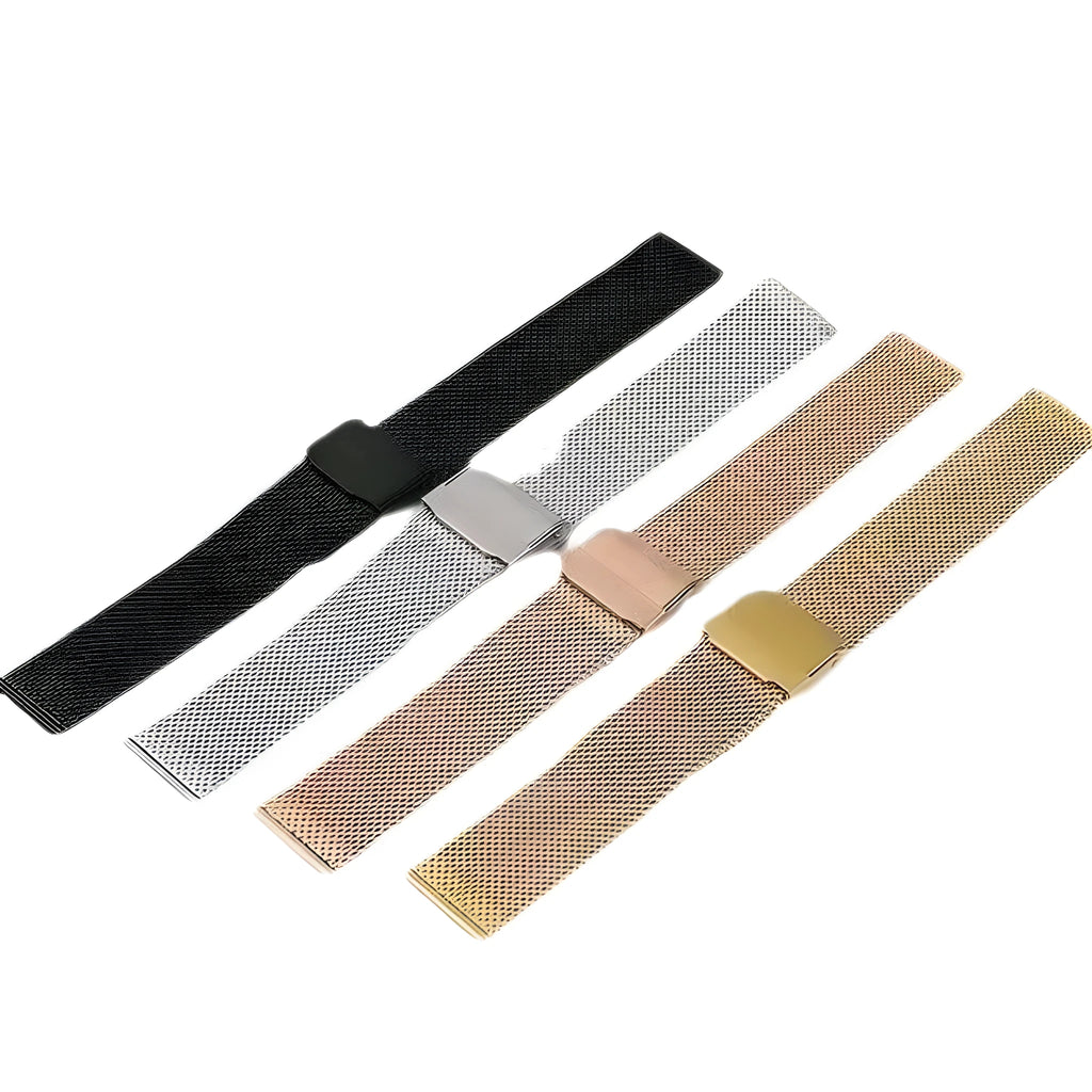Stainless steel quick-release watch lugs in silver finish for mesh bands