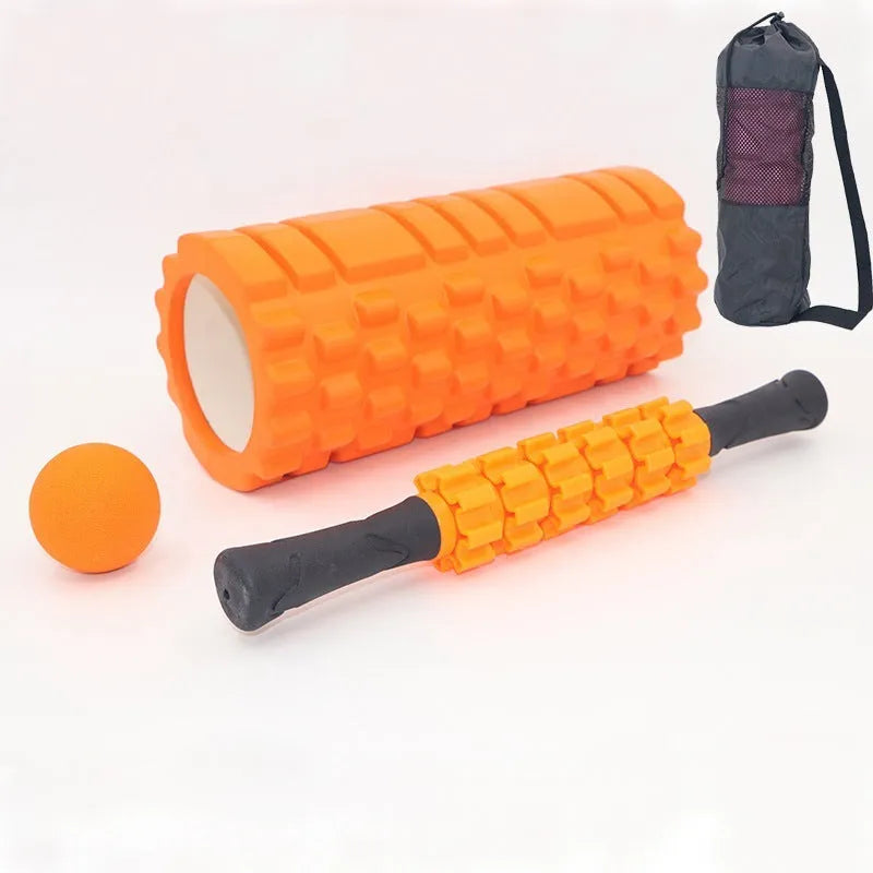 Black 33cm foam roller massage stick with six-piece construction