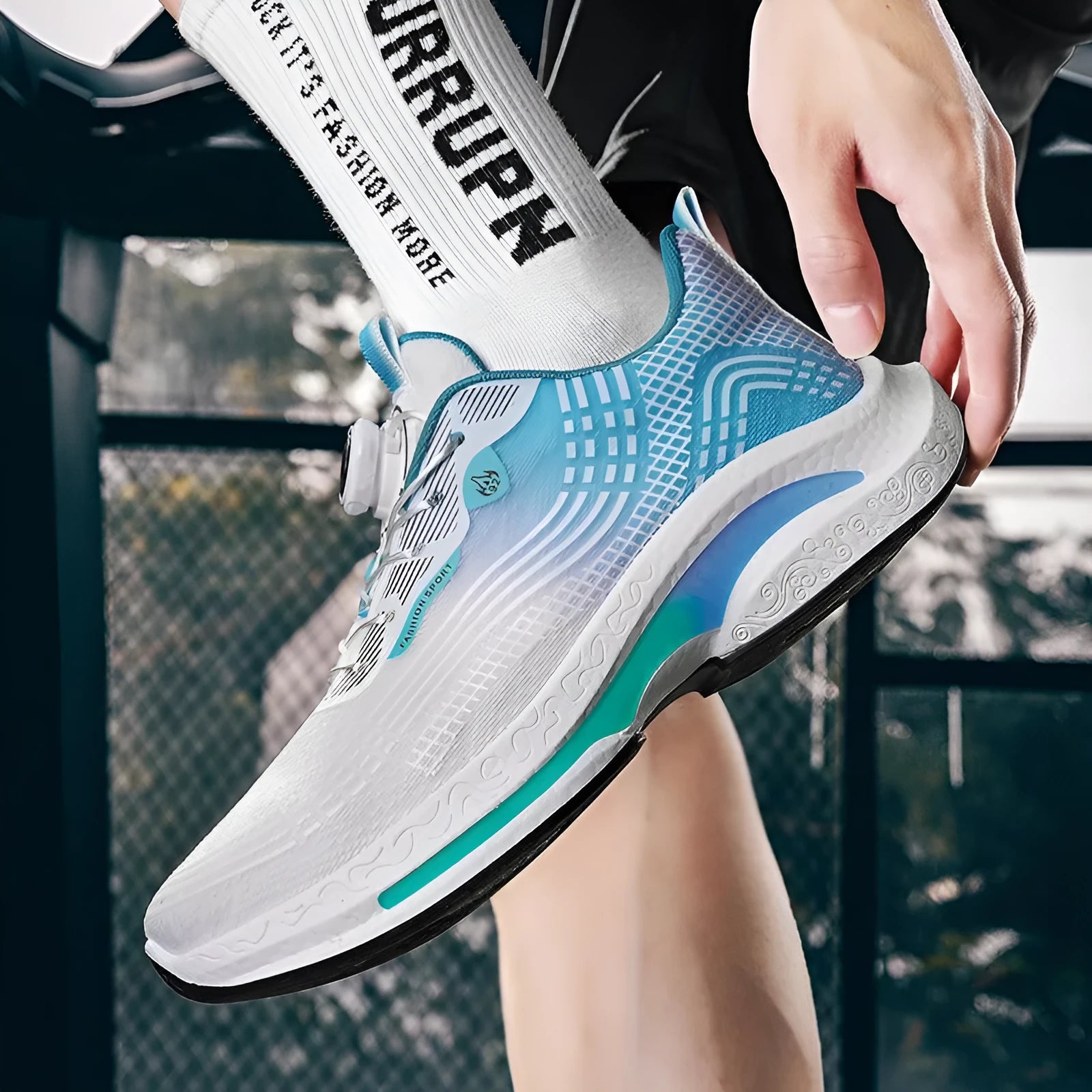 Low-top mesh sneakers with rotating buckle closure in multiple colour options