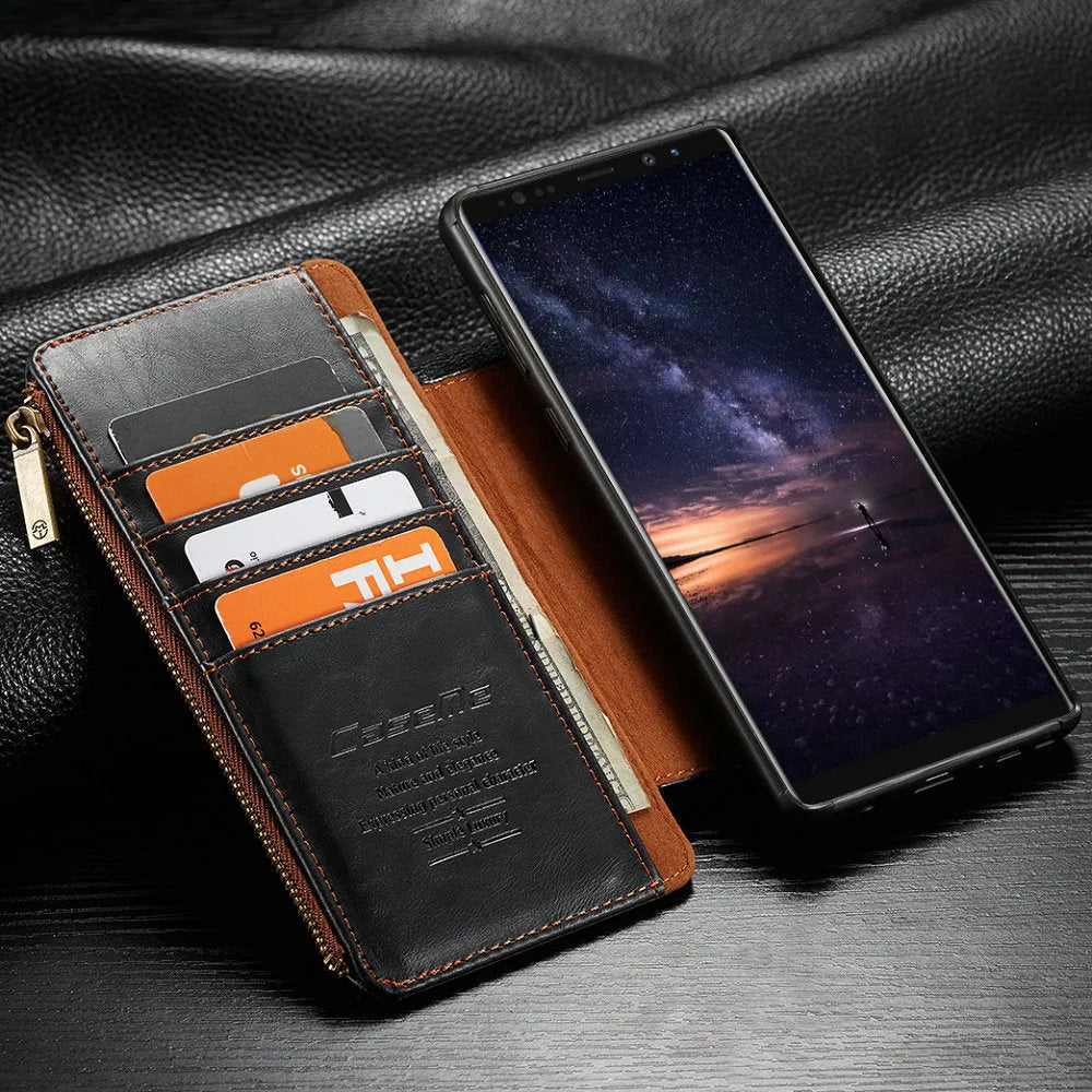 SAMSUNG Galaxy Note9 PU leather flip phone case in black, brown and red colours