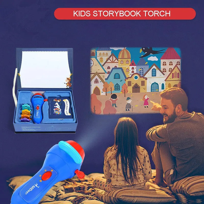 SmartKids children's storybook projector torch with four projection discs showing fairy tale images