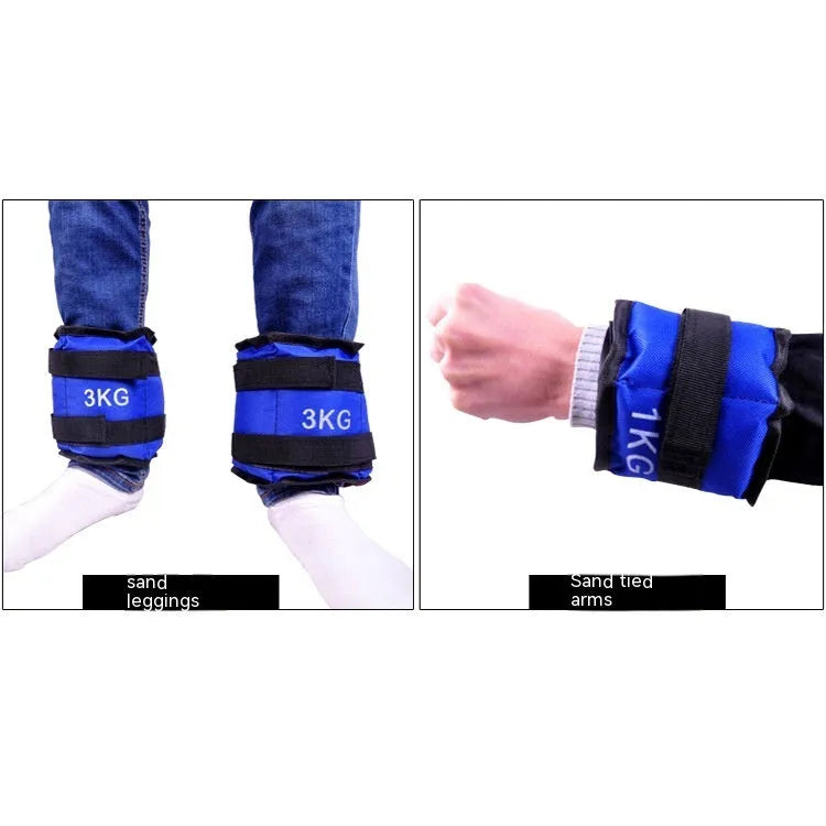 Pair of adjustable legging sandbags for running and track training with Oxford cloth construction