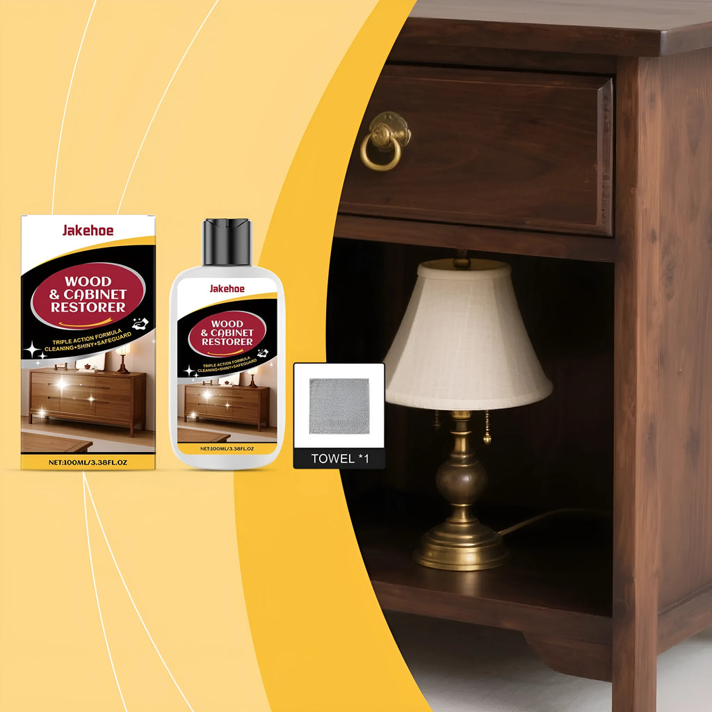 Wood furniture scratch care kit with 100ml bottle and 20cm polishing towel for cleaning and maintenance