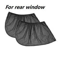 Car side window mesh sunshade installed on a car door window for sun protection and mosquito prevention