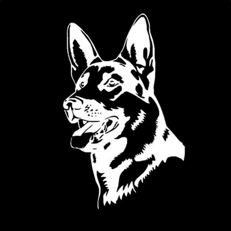 Reflective Alsace Shepherd dog bumper sticker measuring 13x8cm
