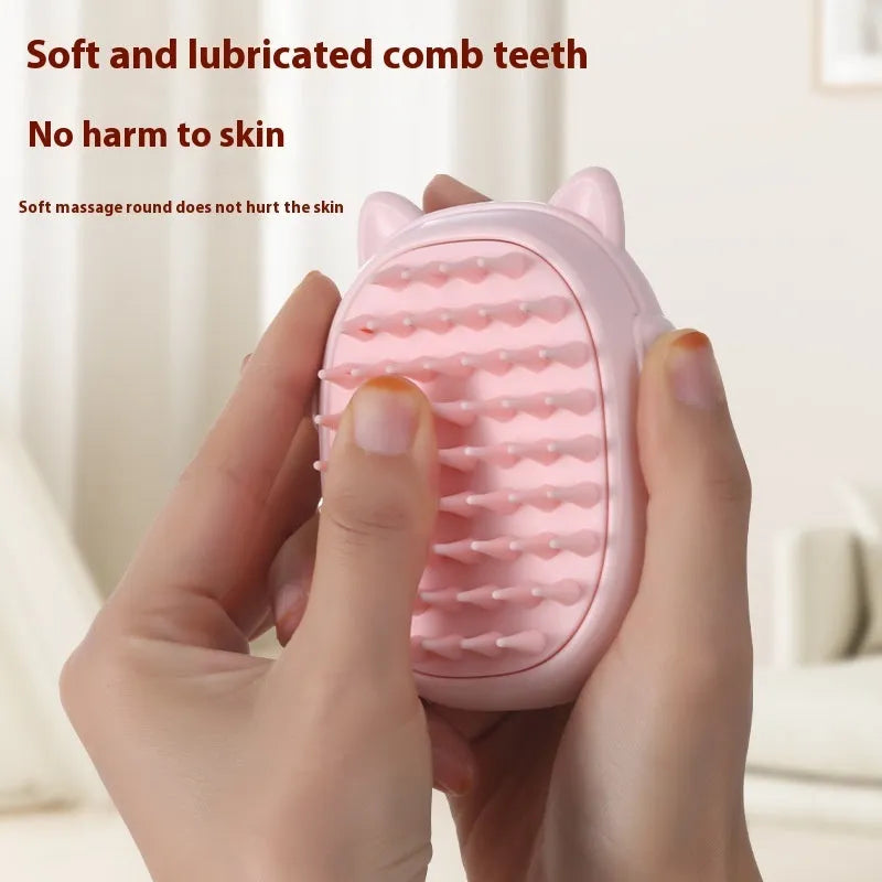 Multifunctional pet comb with laser in pink and yellow ABS plastic for cats and dogs