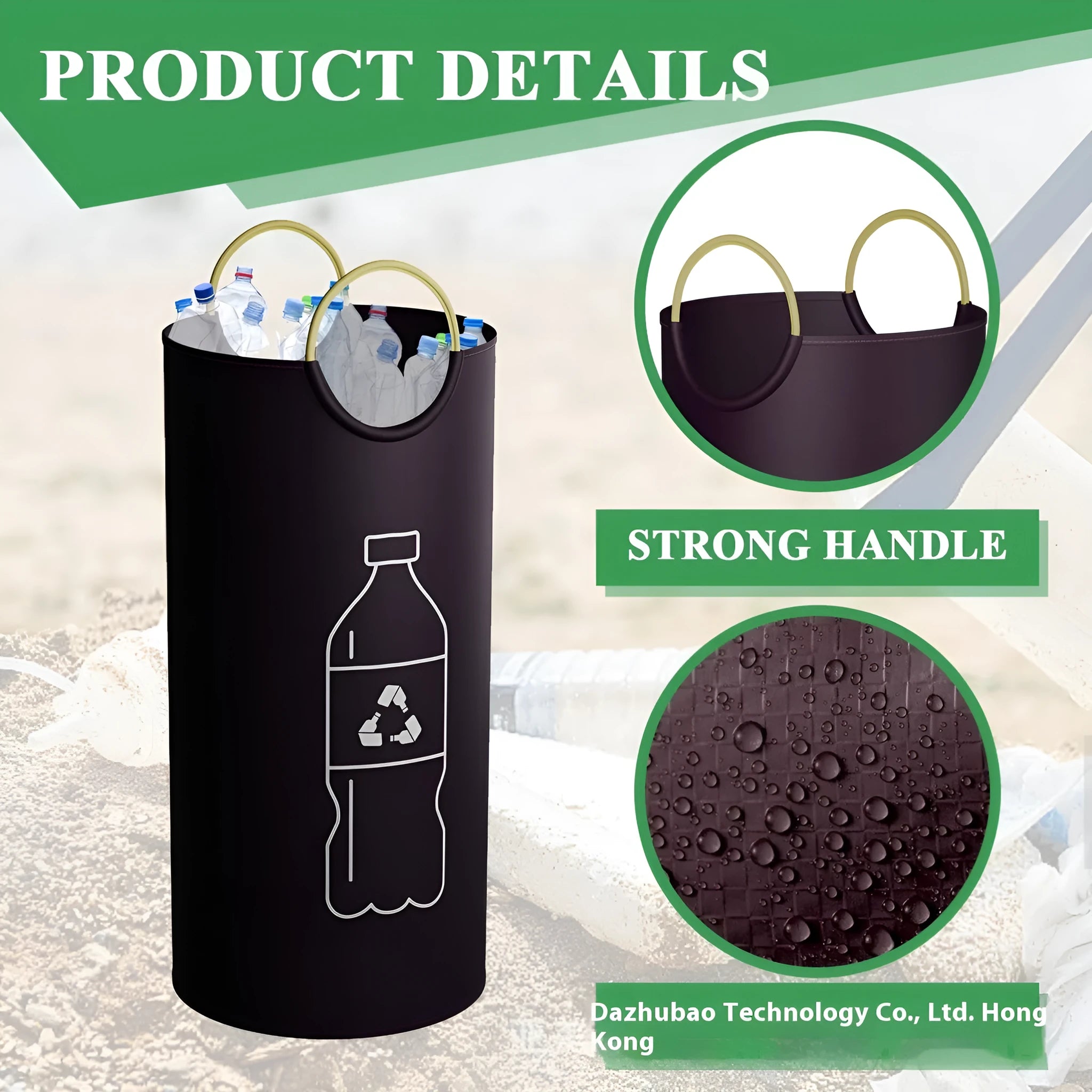 Round plastic waste bin with 38cm diameter opening, 72cm tall, available in plain or patterned designs