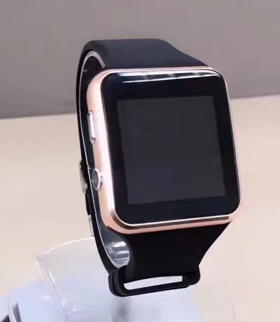 Black smart watch with 1.54-inch touchscreen on a silicone strap showing a customisable watch face.