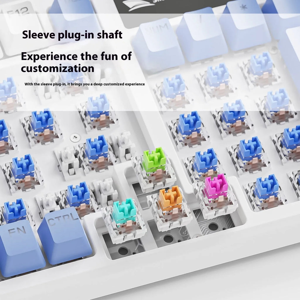SK15 wired mechanical keyboard with control knobs in Autumn Water Blue colour for laptop gaming