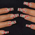Red diamond and cherry pattern nail armour sheets and glue, 24-piece set colour JP1601.