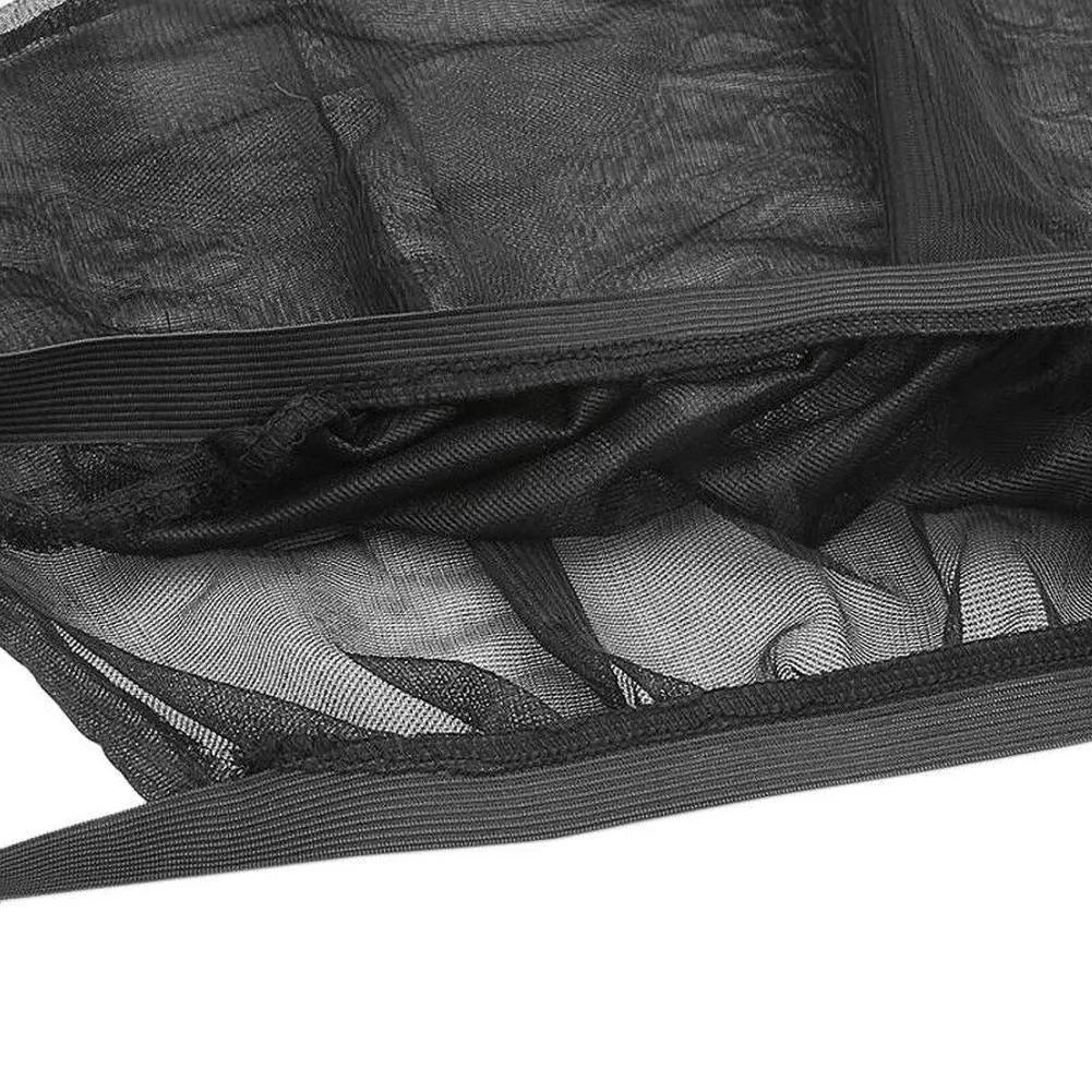 Car side window mesh sunshade installed on a car door window for sun protection and mosquito prevention